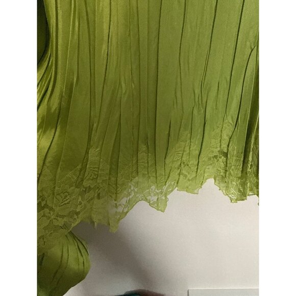 Simon Chang 2 Pc Dress Lime Green Tank with Lace Hem Skirt 12 - Picture 5 of 6
